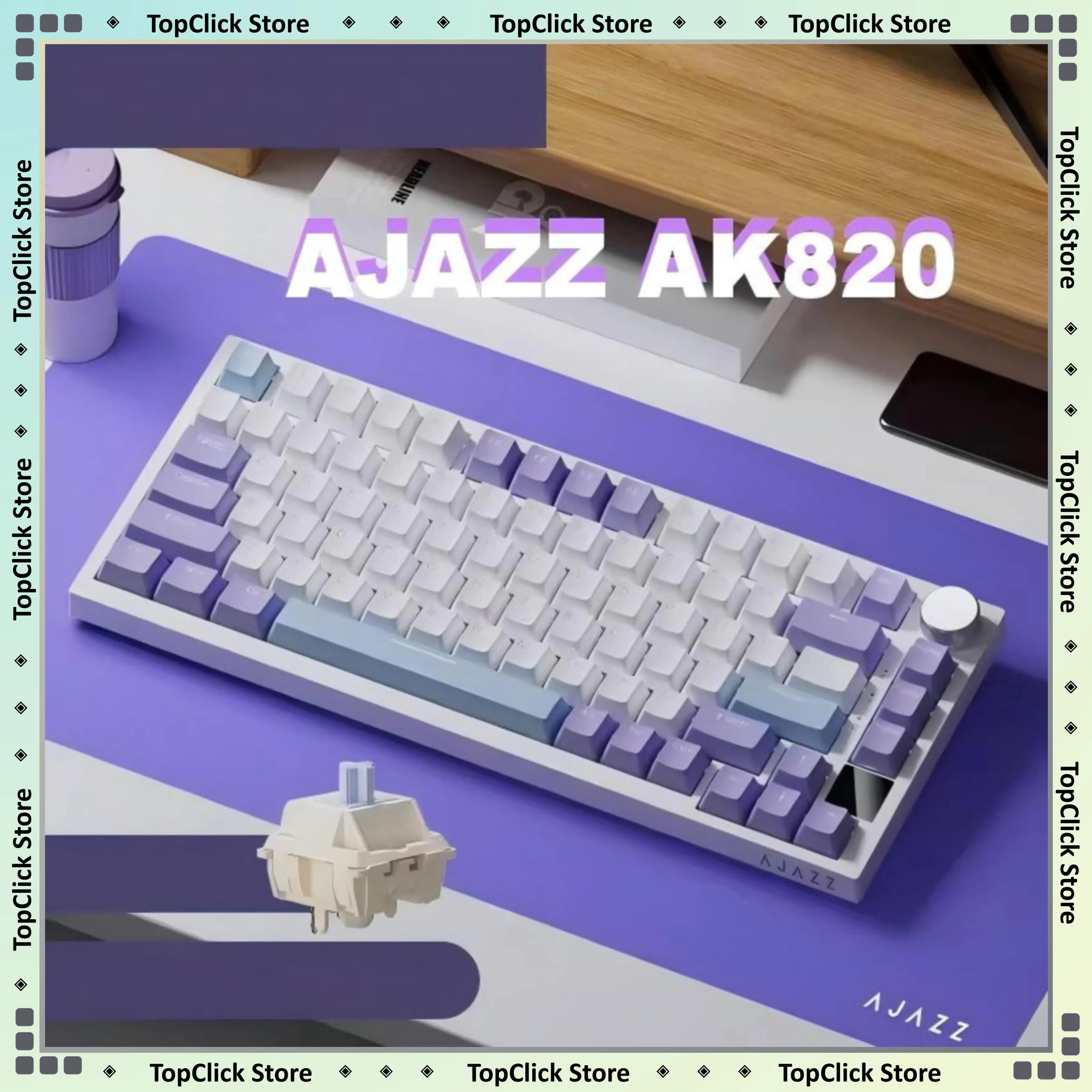 Tastiera da Gaming Wireless AJAZZ AK820, Struttura GASKET, Retroilluminazione RGB, Schiuma Fonoassorbente a 5 Strati, Tasti PBT