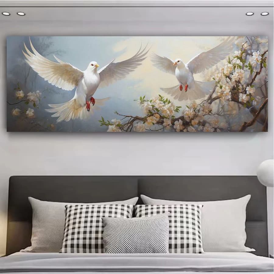 White Dove Flower Large Size Diy Diamond Arts For Adult Handicraft Painting Animals Birds Full Drill Mosaic Embroidery Picture