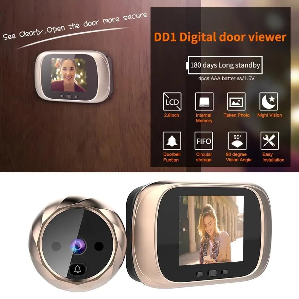 Videocitofono digitale da 2,8 pollici con visione notturna, telecamera spioncino e campanello