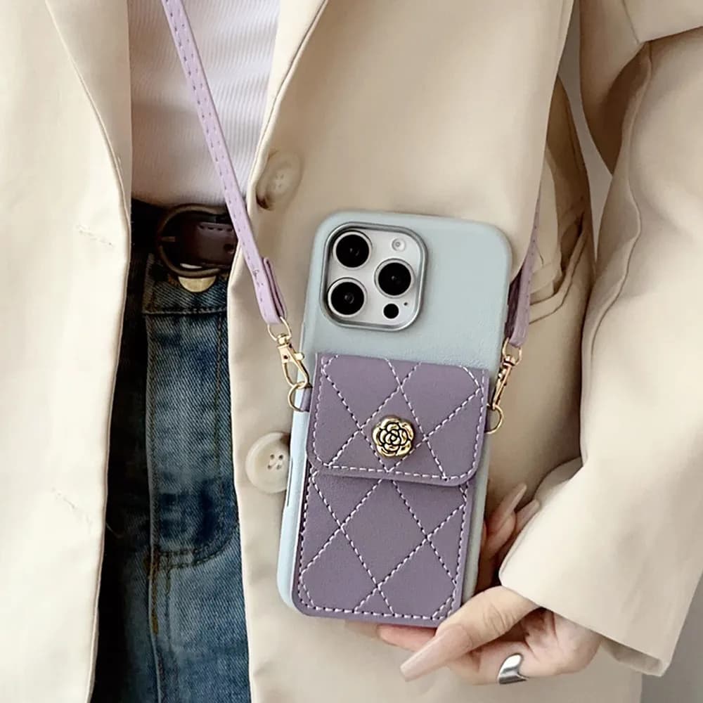 Custodia per telefono per Xiaomi POCO X7 X6 Pro X5 X3 NFC M6 F6 Pro POCO C65 C75 Fiore di lusso Portafoglio Borsa per carte Cordino a tracolla Soft Cover