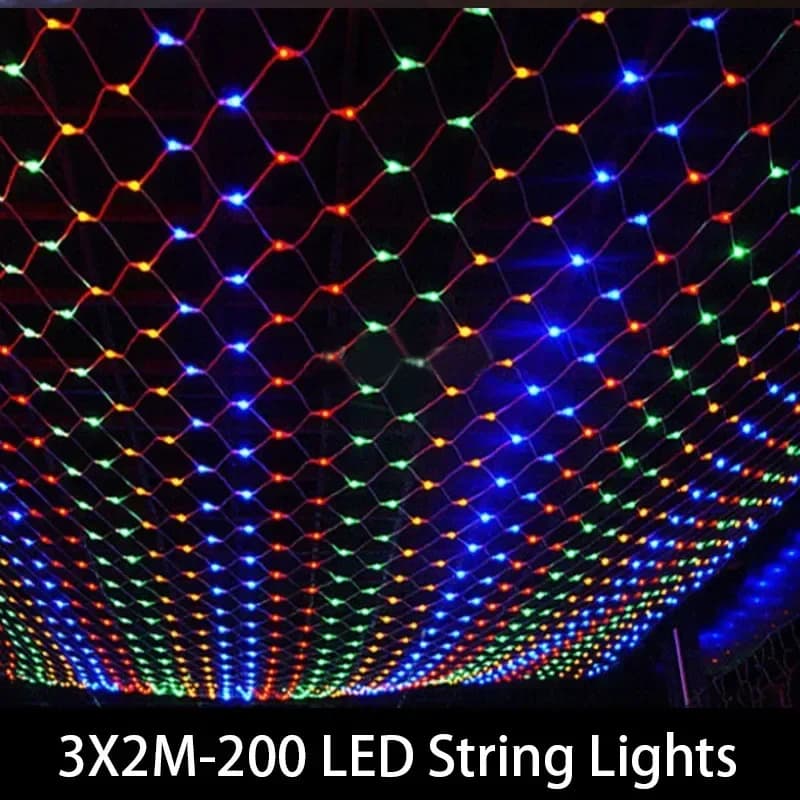 Ghirlande natalizie Stringa LED Luci a rete nette natalizie Fata Festa di Natale Giardino Matrimonio Decorazione domestica Luci per tende