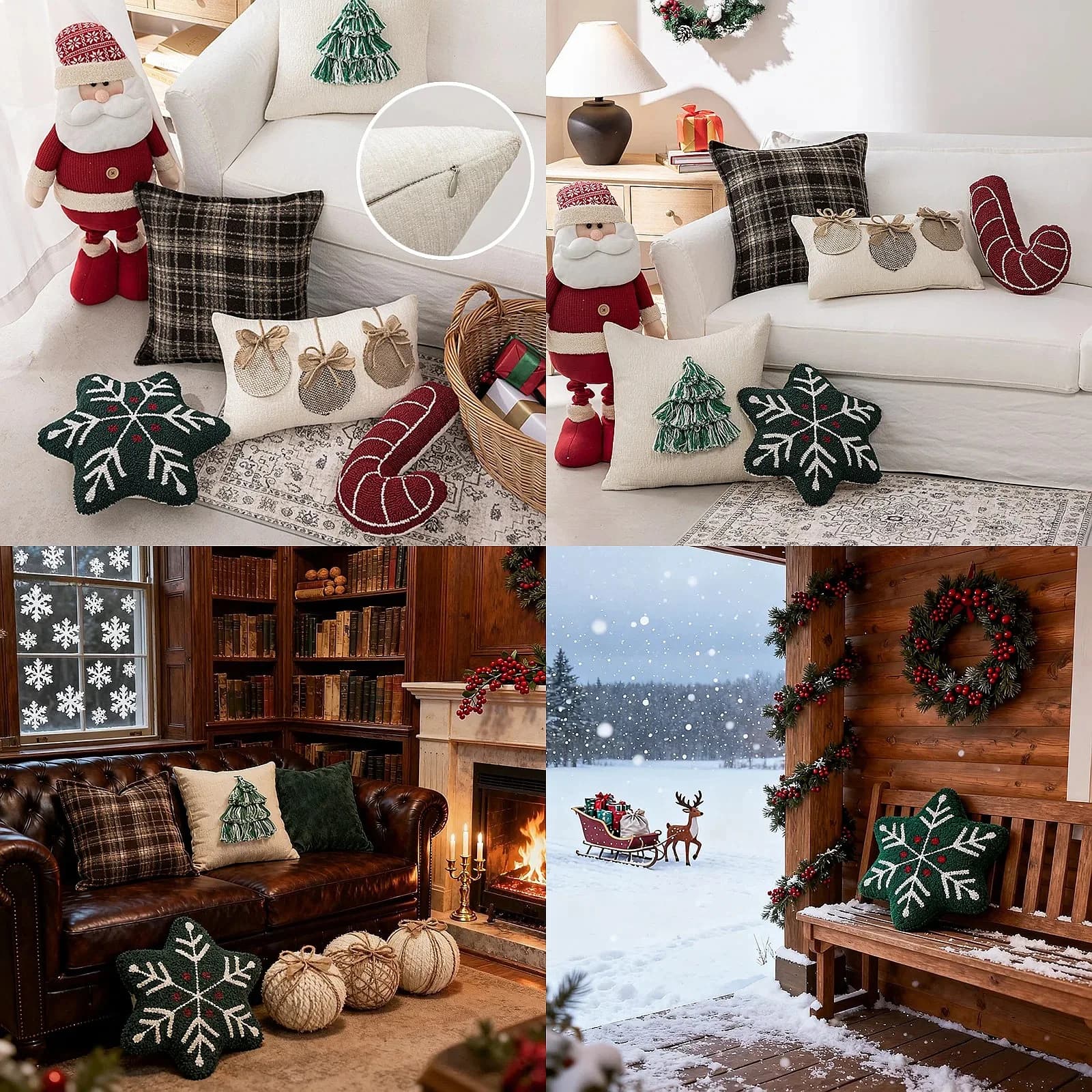 Christmas Snowflake Embroidery Throw Pillow Cover 30x50 45x45CM Sofa Cushion Case Waist Support Cover for Home Hotel Decor Gift