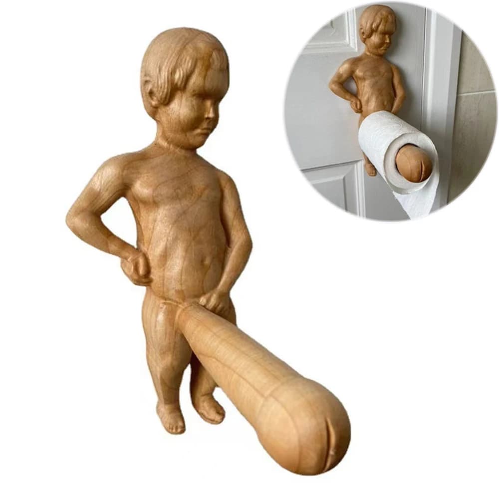 Divertente pene porta carta igienica in legno uomo nudo a parete rotolo di tessuto scaffale scapolo decorazioni per la casa organizzatore di rotoli creativi