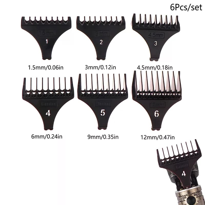 Set of 6 Pettini High Quality Professional Guide for Haircuts T9 15/3/45/6/9/12 Mm