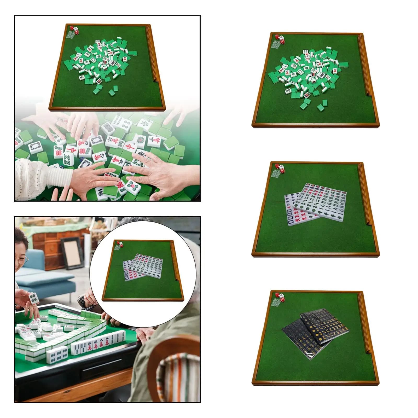 Mini Mahjong Set with Folding Table 144 Tiles Travel Game for Family Party Classic Chinese Version Portable