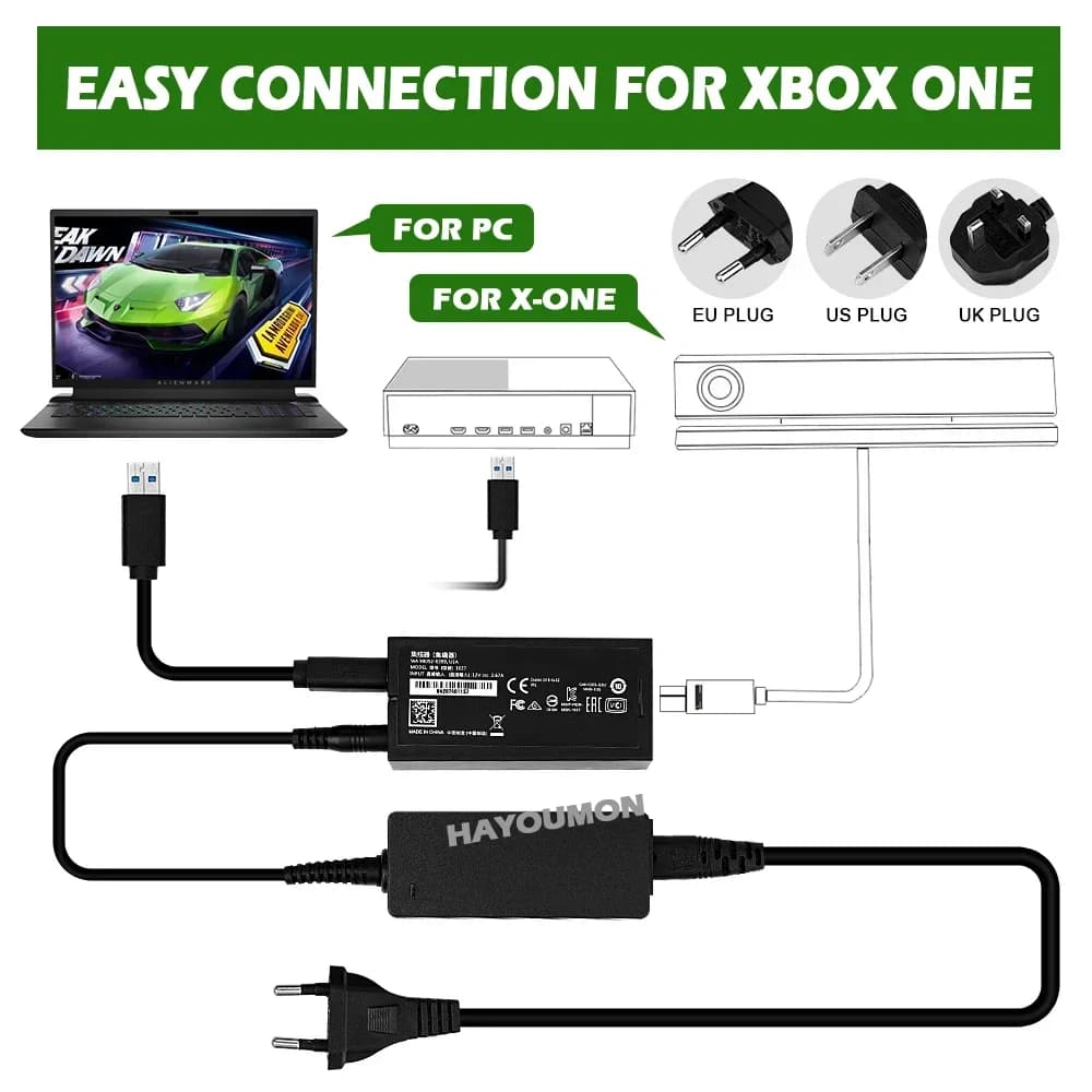 EU/US/UK Plug AC Adaptor USB 3.0 Kinect Adapter for Xbox One/Xbox One Slim AC Adapter Power Supply For Xbox One X/PC Accessories