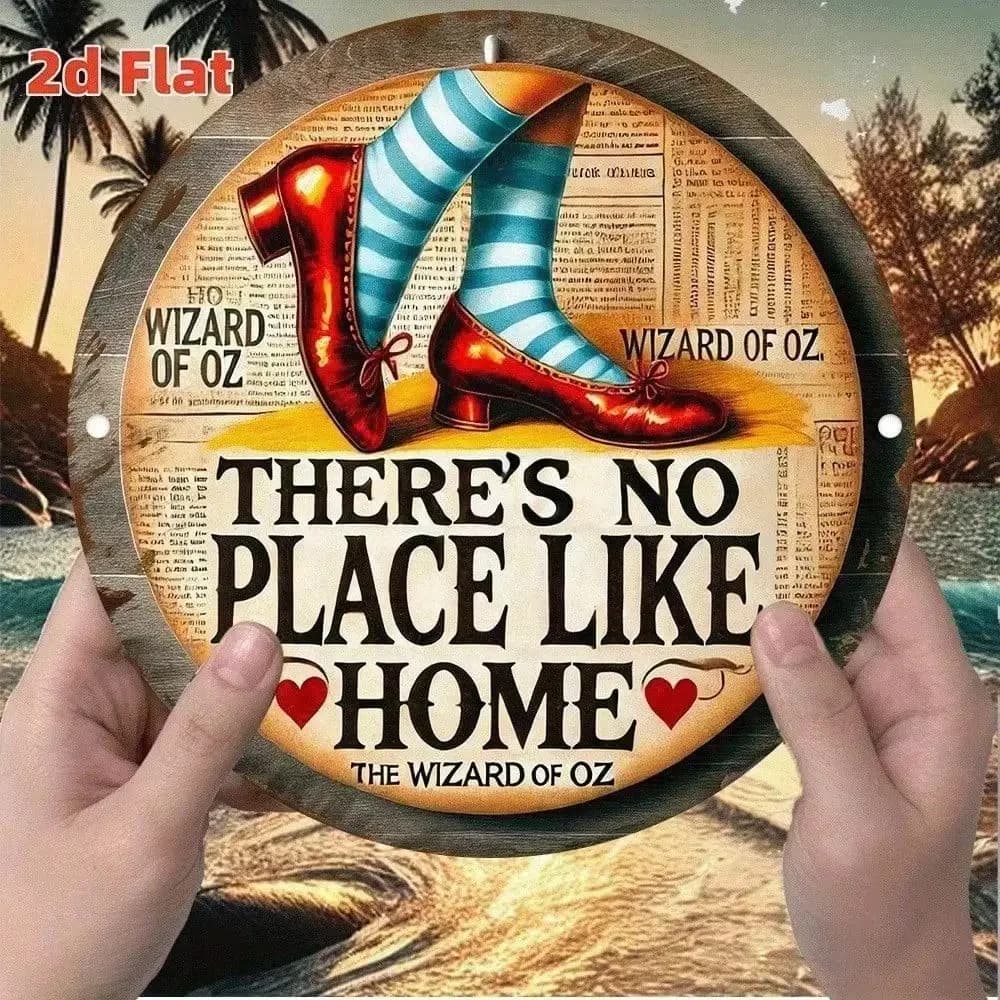 Retro Rustic Wizard Of Oz Ruby Slippers Aluminum Wall Art 12x8 Inch Waterproof Durable Metal Sign For Home Garden Decor