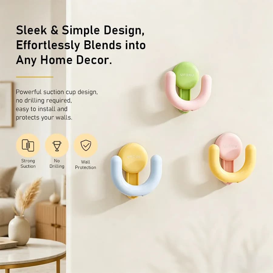 4 Colors Dopamine Suction Cup Wall Hooks No Drill Removable Reusable Heavy Duty Hooks for Bathroom Kitchen Entryway Hanging Slip