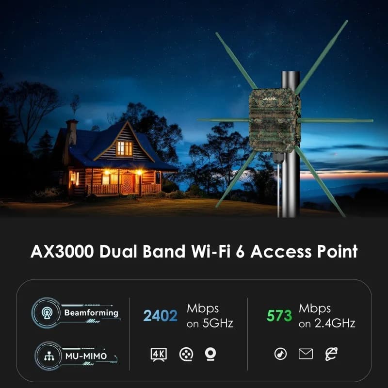 AP Outdoor AC1200 ad Alte Prestazioni, Router/Ripetitore All-in-One con IP67 e PoE, Estende Senza Interruzioni il Segnale WiFi Fino a 200m nel Tuo Giardino
