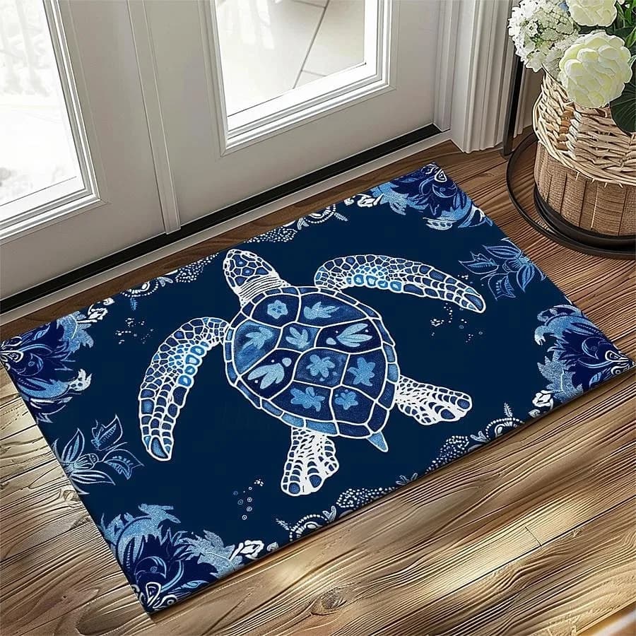 Tappetino per la cucina con motivo tartaruga marina, tappetino antiscivolo per interni ed esterni, tappeto decorativo per camera da letto, tappetino per bagno, tappeto d'ingresso