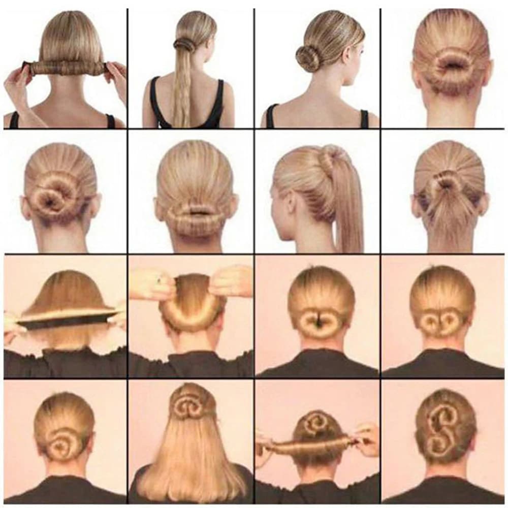 Simple nylon hair accessory for quick chignon, donut effect, French style, for effortlessly curling, synthetic donut for chignon