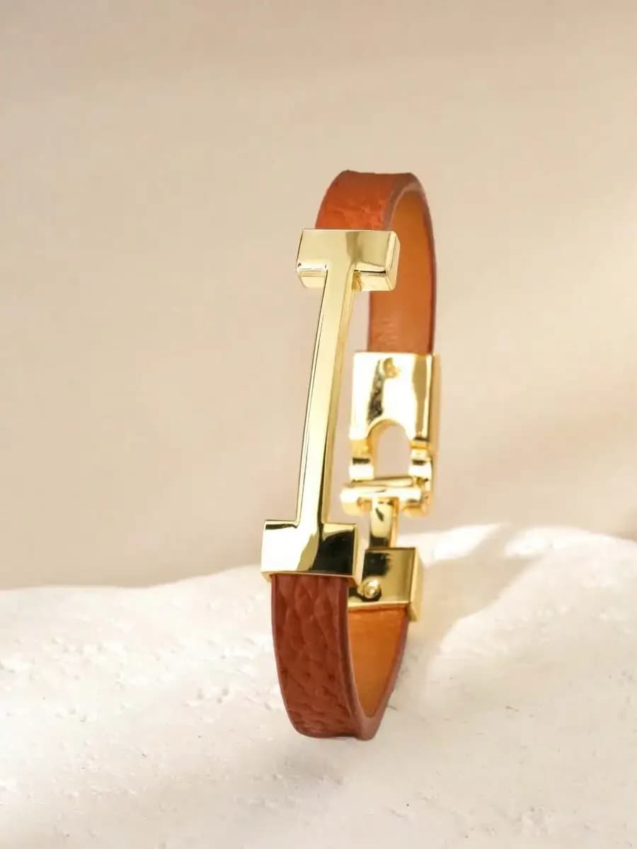 Bracciale in pelle con lettere alla moda per donna, idea regalo