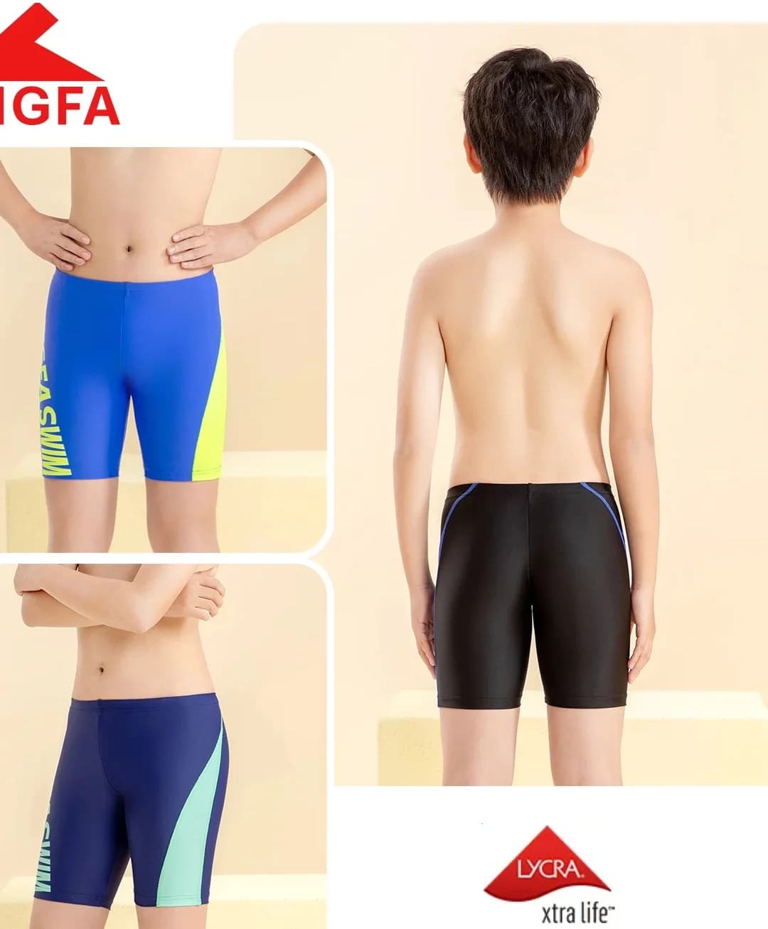 YINGFA Youth Swimming Trunks Quick Dry Breathable Boys Competition Training Swim Shorts Kids Beach Bathing Suit