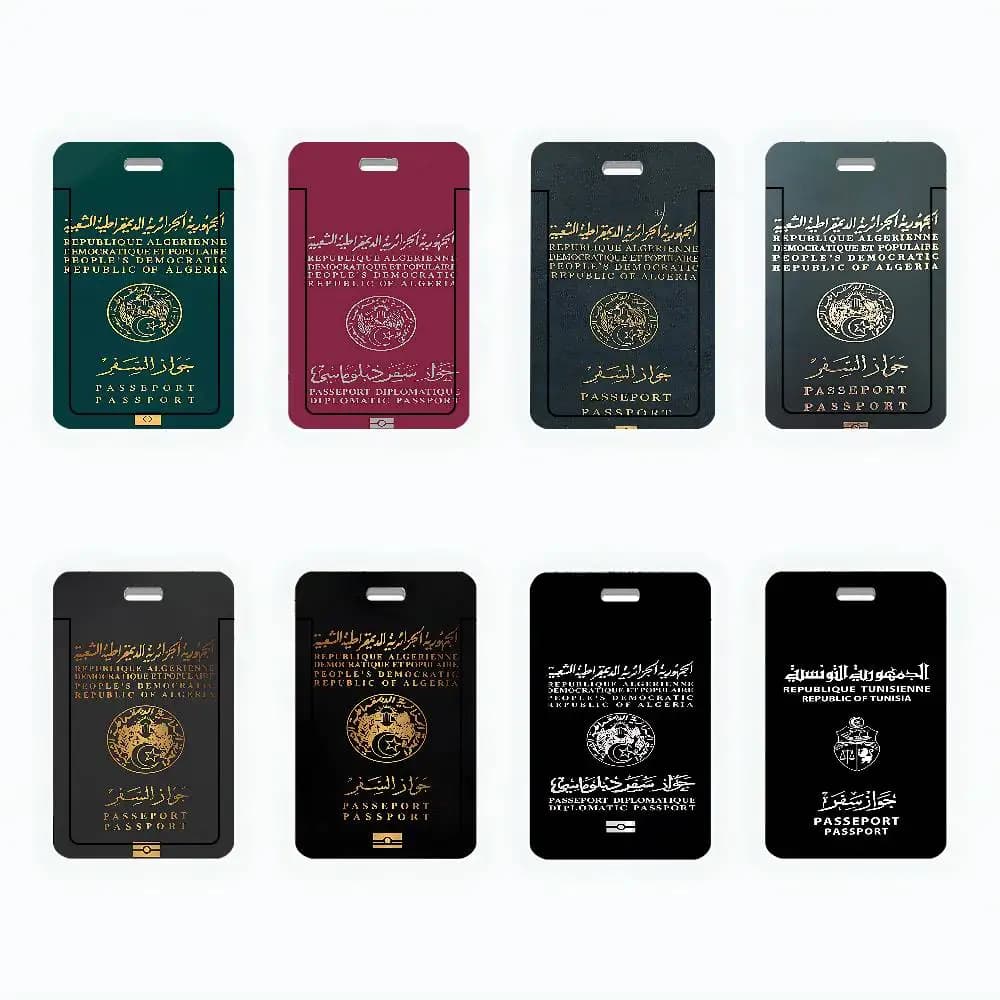 Algeria Map Flag Passport ID Card Holder PVC Badge Holder With Lanyard Slot Student Bus Card Cover Office Work Card Case