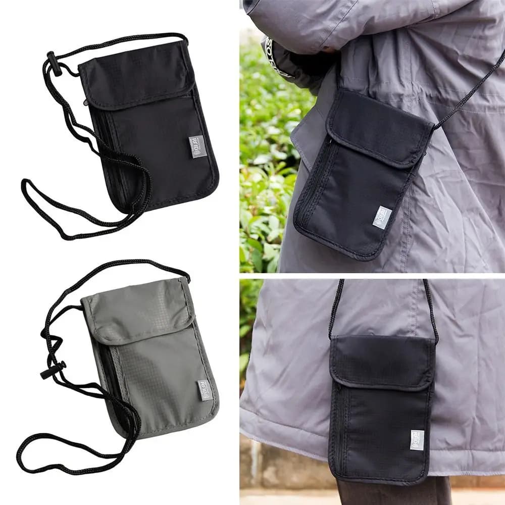 1 pz impermeabile RFID nylon borsa portaoggetti documenti da viaggio carta passaporto borsa collo portafoglio soldi passaporto custodia