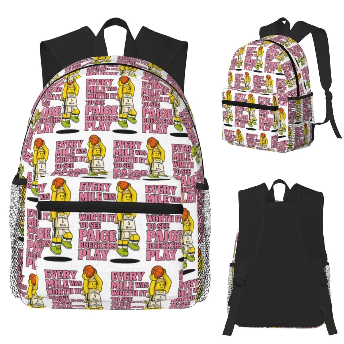 LEGO Paige Bueckers WNBA Jump Shot Sticker Student Backpack School Bag Hiking Travel Daypack for Men Women Bookbag Shoulder Bags