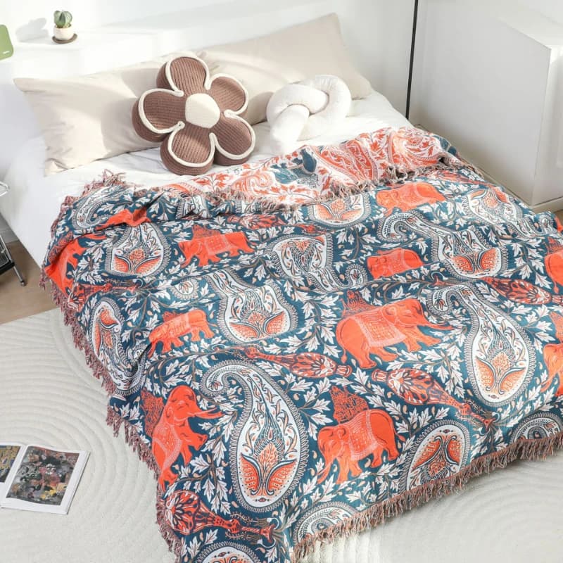 Coperta Guaze reversibile in cotone 100%. | Copridivano | Copriletto per letto Coperta estiva India traspirante multiuso per la casa