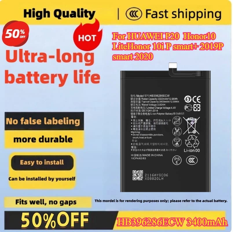 HB396286ECW 3400mAh Battery For HUAWEI P20 Honor10 LiteHonor 10i P smart+ 2019P smart 2020 mobile phone battery
