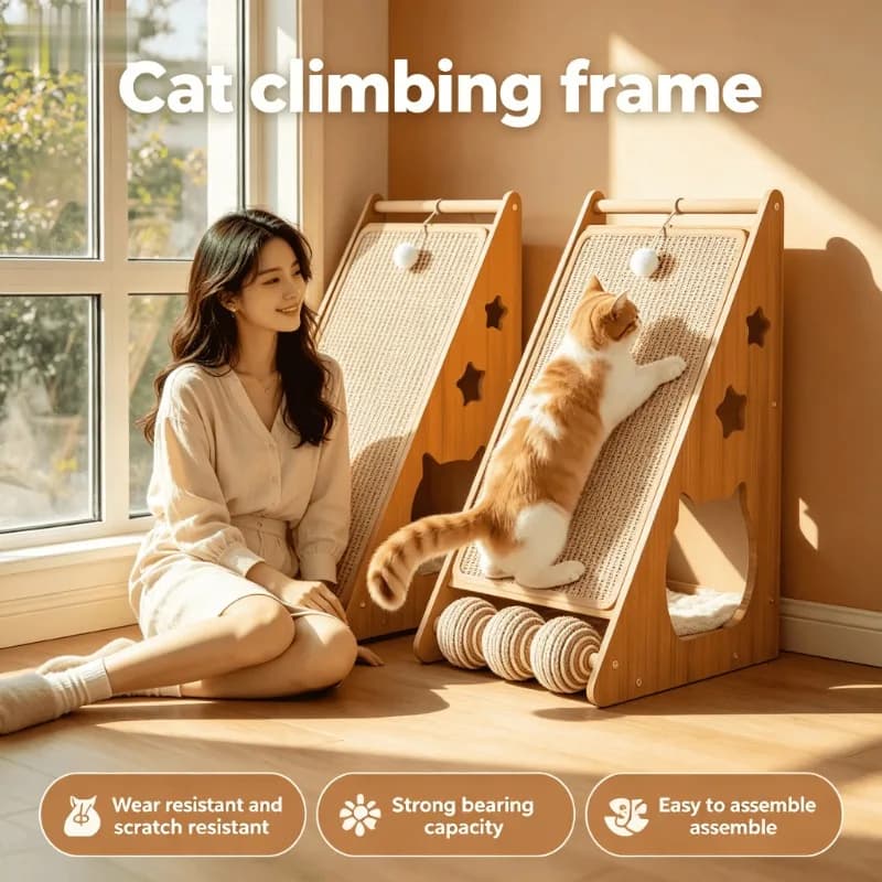 Multi-Functional Cozy Cat Bed Protector Sisal Anti Cat Tower Non-Shedding Scratch Board Durable Scratching Post-Scratch Solution