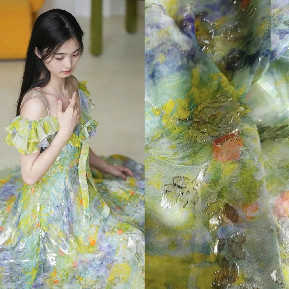 Monet Elements Fashion Summer New Product Silk Fabric High Quality Camisole Skirt Half Skirt Dress Cloth Textile Jacquard Fabric