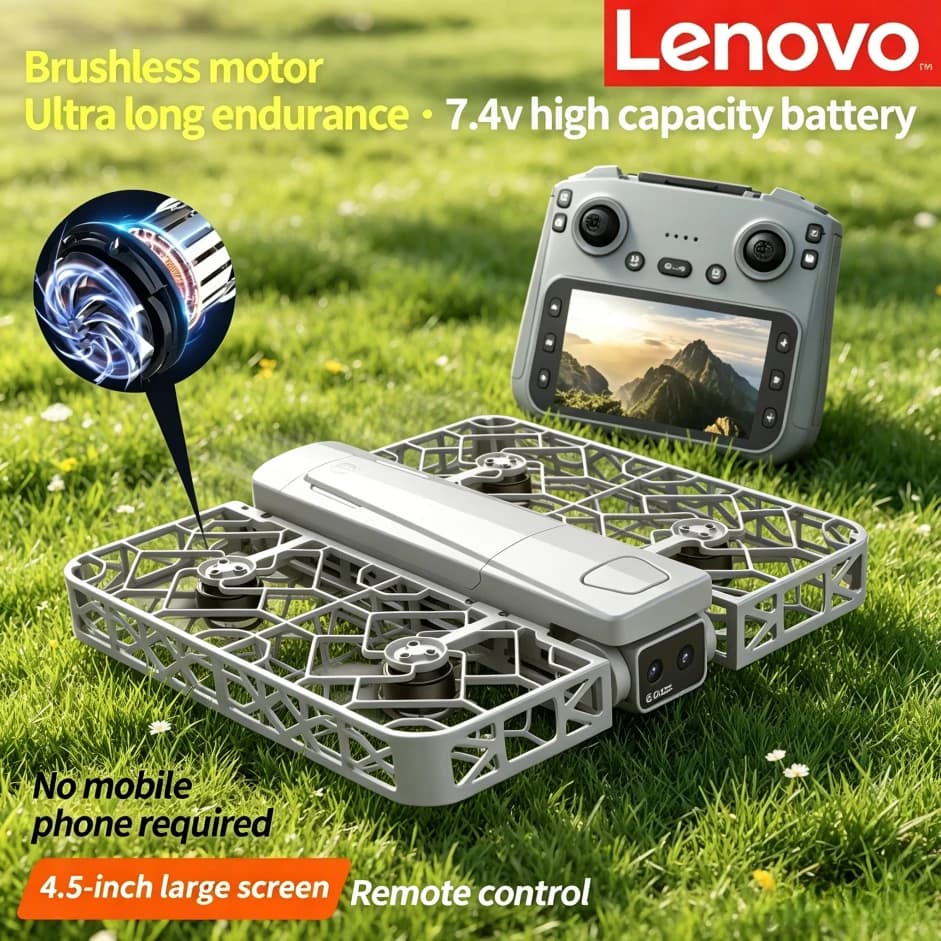 Drone Pieghevole Brushless Lenovo S161 MAX con Tracciamento Umanoide, Foto Gestuale, Registrazione Video e Modalità Headless, Quadricottero RC