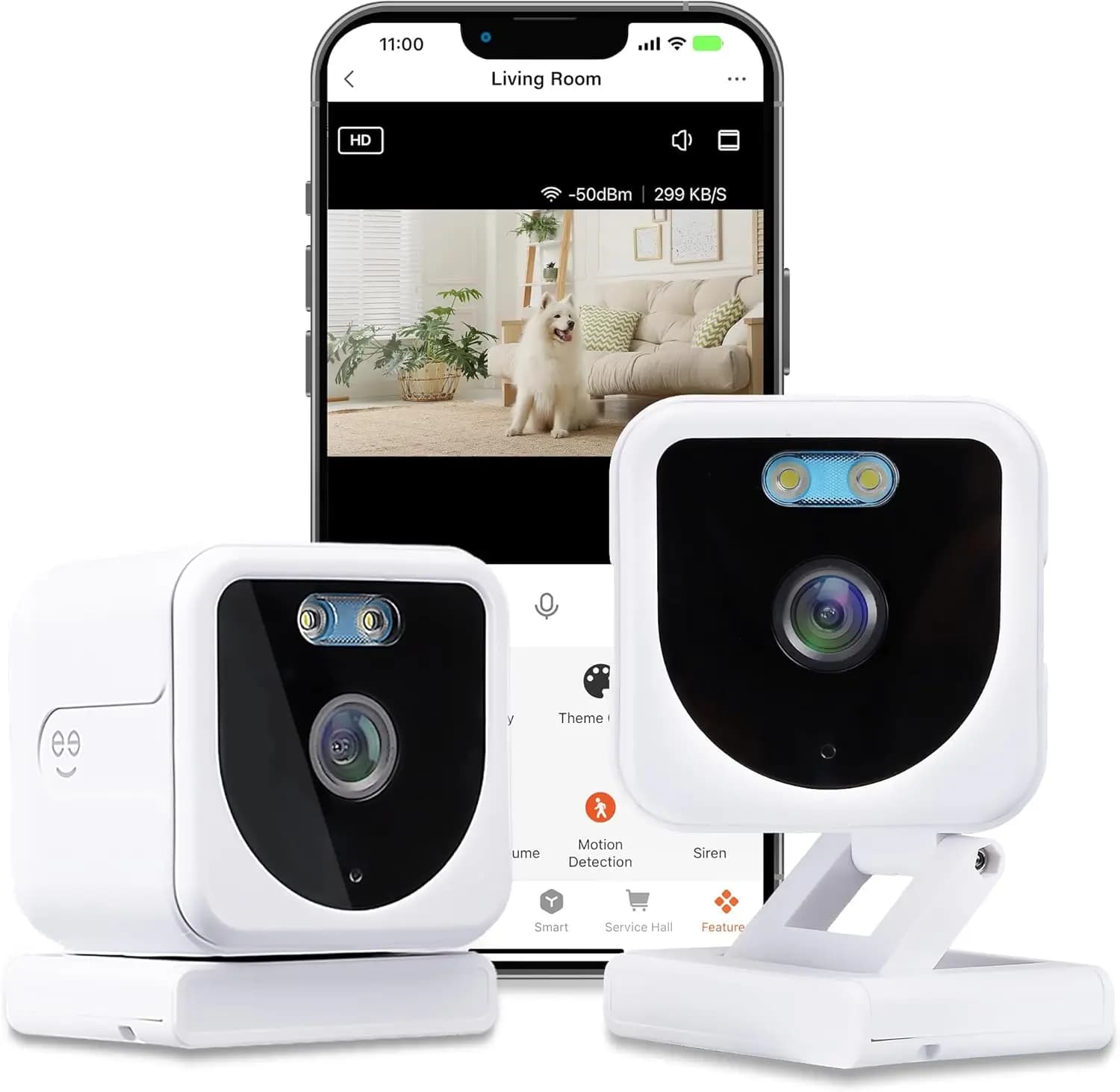 Mini Telecamera di Sicurezza 1080P per Interni/Esterni, Confezione da 2, con Rilevamento Movimento, Visione Notturna, Audio Bidirezionale, Archiviazione Cloud e SD