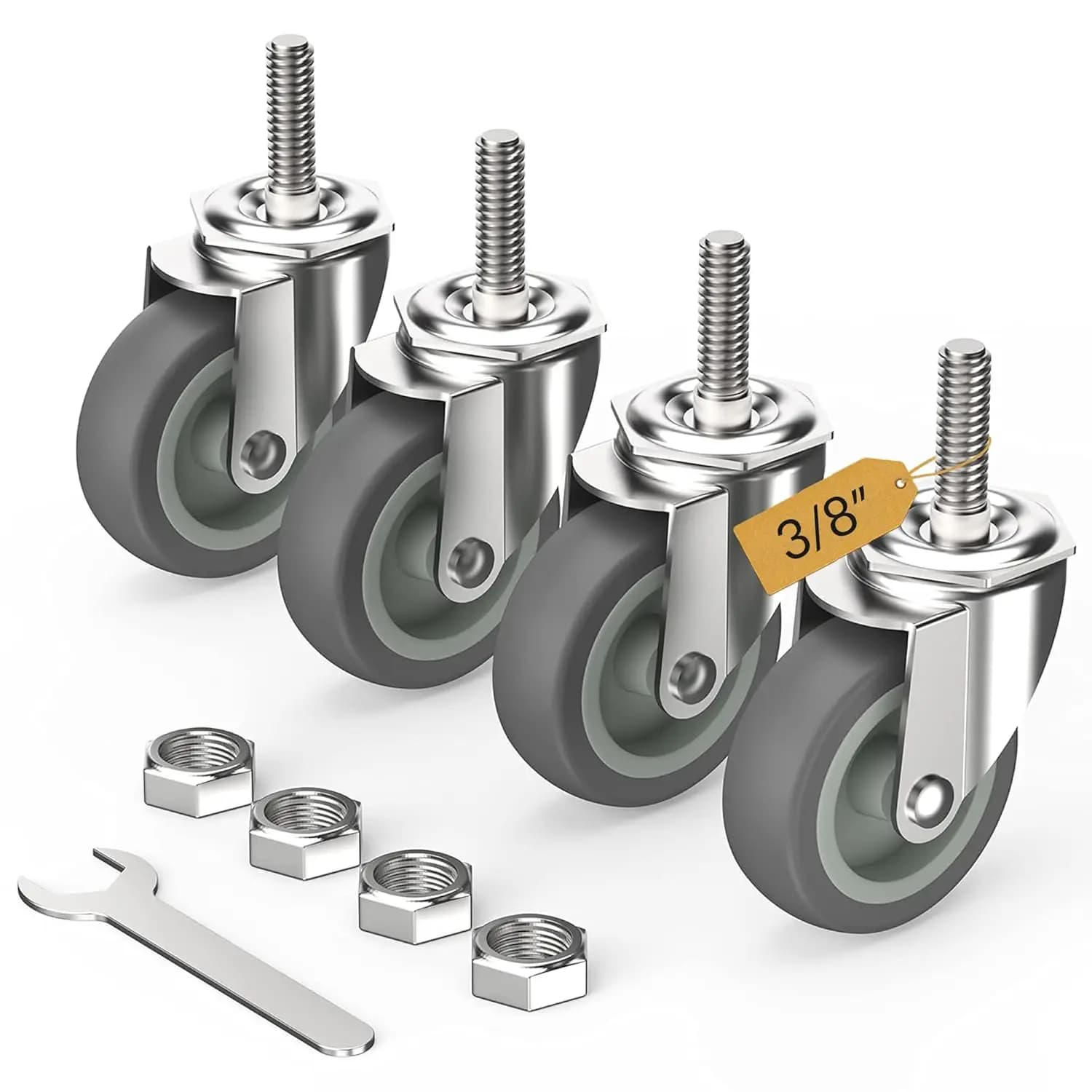 3 inch with No Brake Stem Casters,Threaded Swivel Casters Set of 4 Heavy Duty Castors Grey