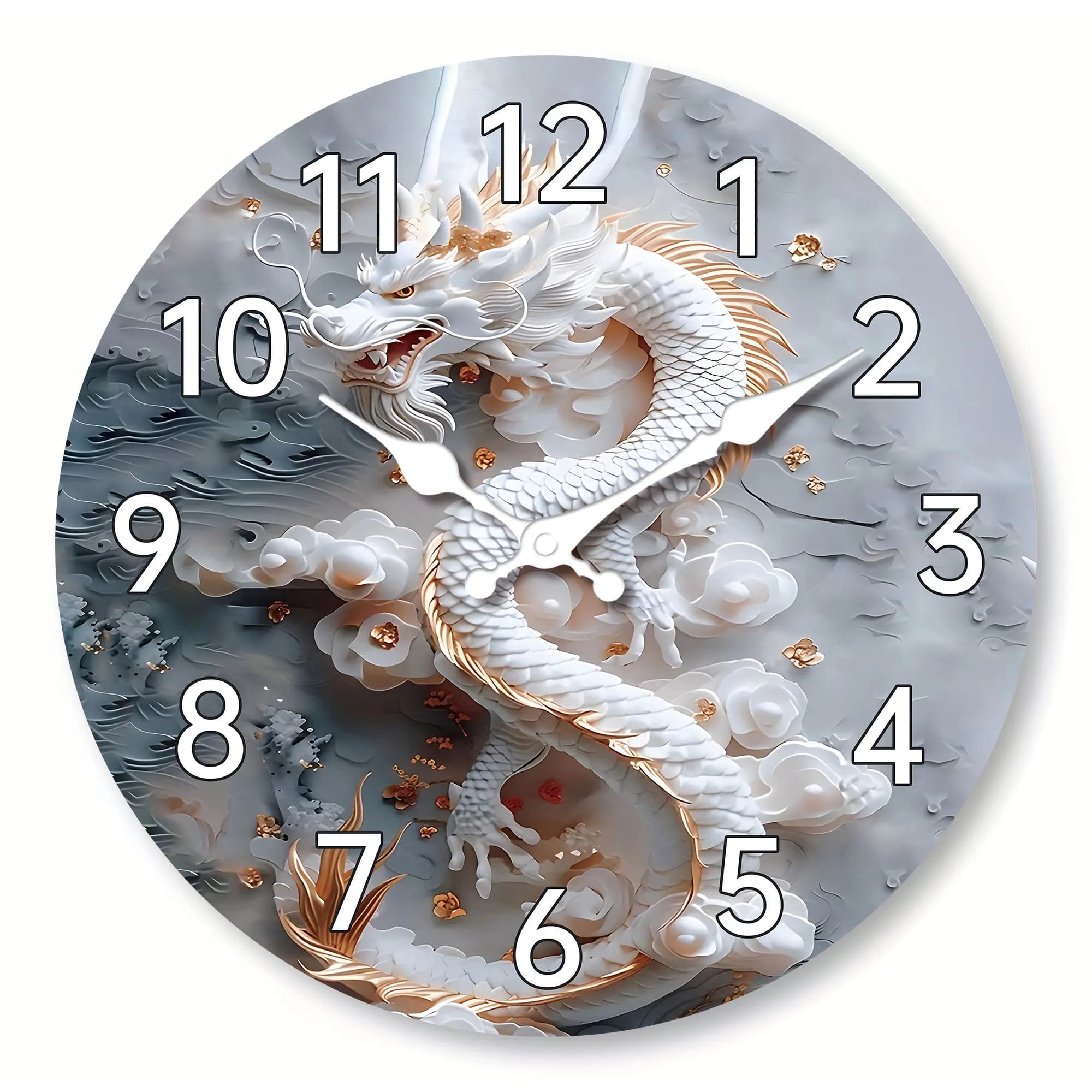 Orologio da Parete Drago Cinese, Silenzioso Senza Ticchettio, Design in Rilievo 3D, Funzionamento a Batteria per Casa e Regalo