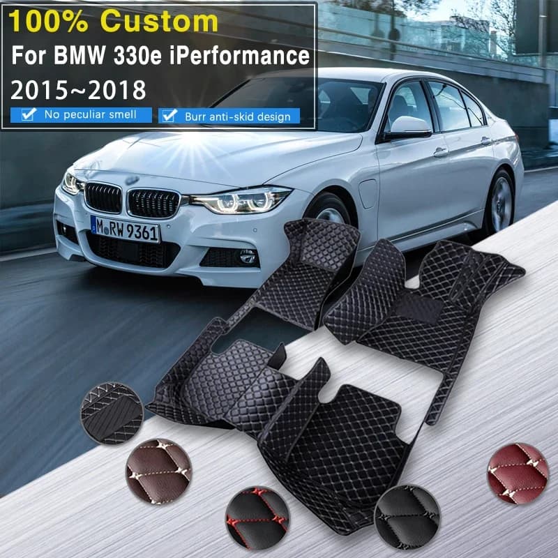 Tappetini per auto ibridi completi per BMW Serie 3 330e iPerformance F30 2015 ~ 2018 Tappeti impermeabili Tappetini per auto Auto Ac