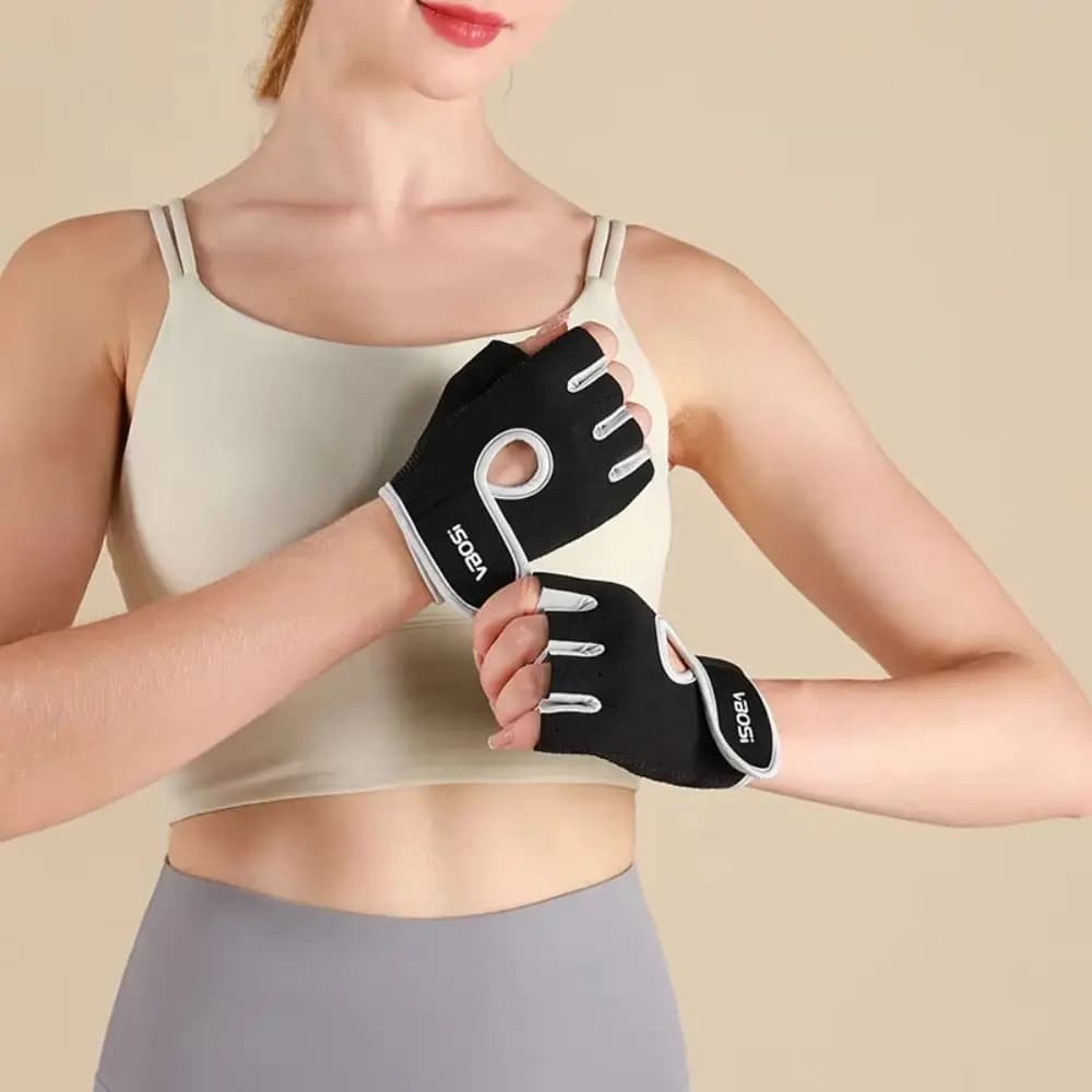 Nuovi Guanti da Ciclismo in Cotone e Poliestere, Neri, Grigi, Rosa, Mezze Dita, con Supporto Elastico per Dita, per Palestra e Sport