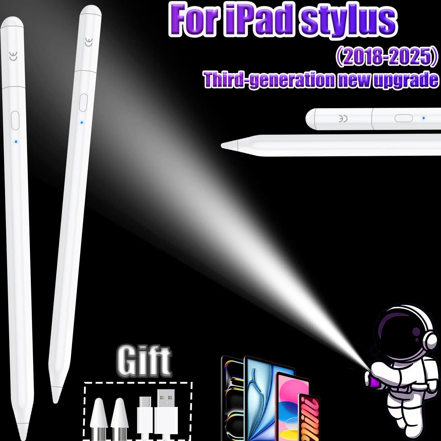 Stilo per Apple iPad 2018-2026 Pro/Air/Mini/10a Gen, con attacco magnetico, rilevamento del palmo, ricarica rapida e durata della batteria prolungata