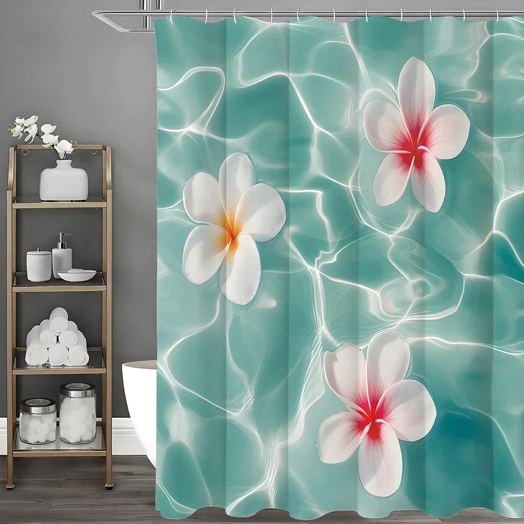 Tenda da doccia oceano fiore uovo, tenda da doccia decorativa per bagno, tenda da doccia impermeabile con ganci