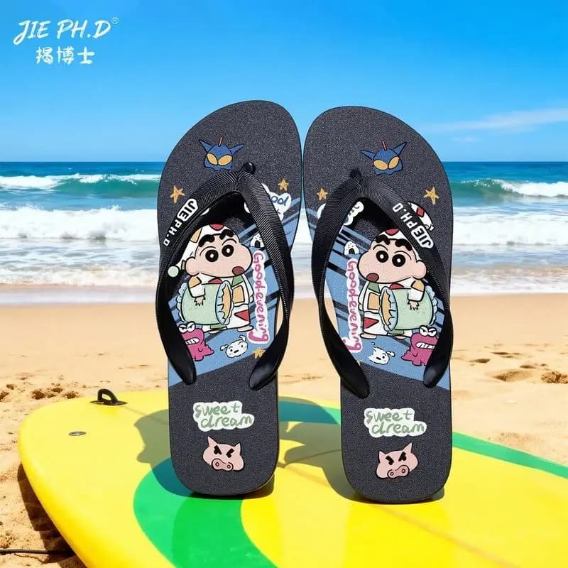 Ciabatte Estive per Coppie Stile Giapponese Y2K Crayon Shin-Chan Multicolore Antiscivolo da Spiaggia e Mare per Uomo e Donna