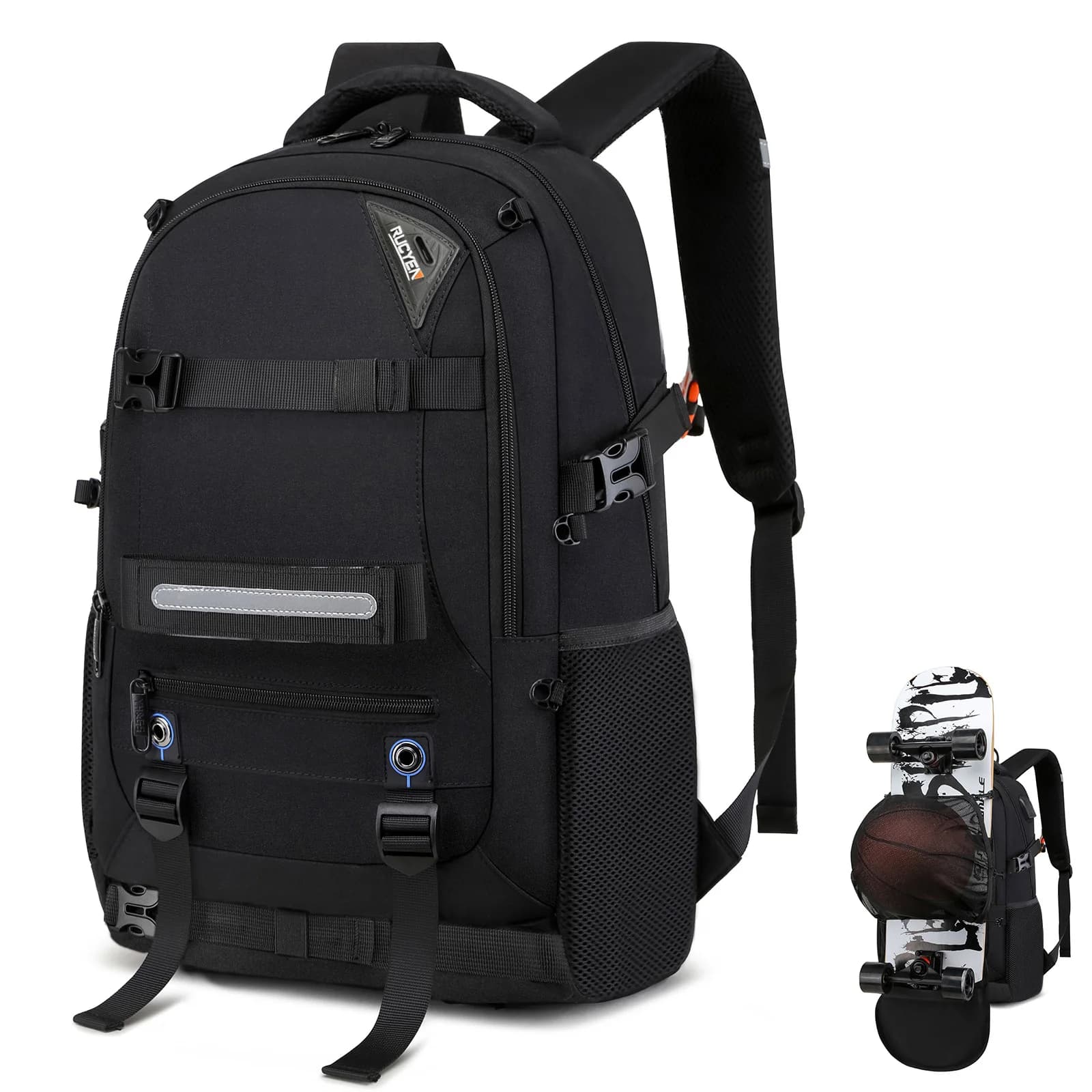 Zaino Sportivo per Skateboard con Blocco Antifurto RFID, Impermeabile, per Monopattino Elettrico, Multifunzionale per Uomo