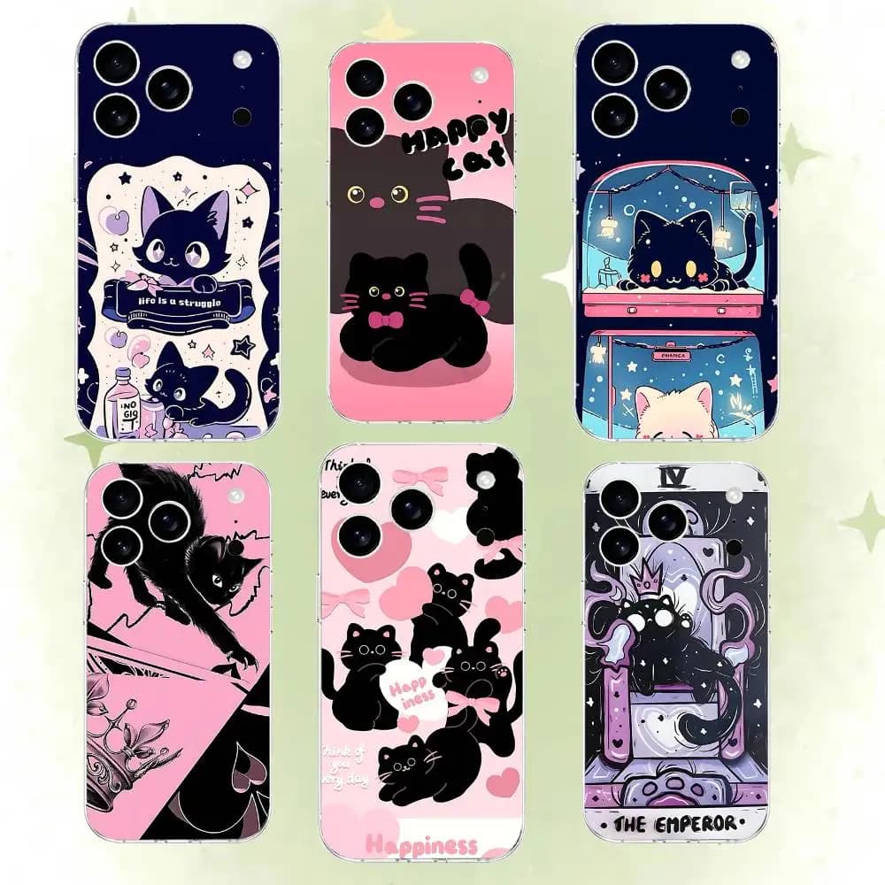Cat Phone Case For IPhone 17 16 15 14 Plus 13 12 11 Pro Max Phone Back Cover Transparent Shockproof Cover