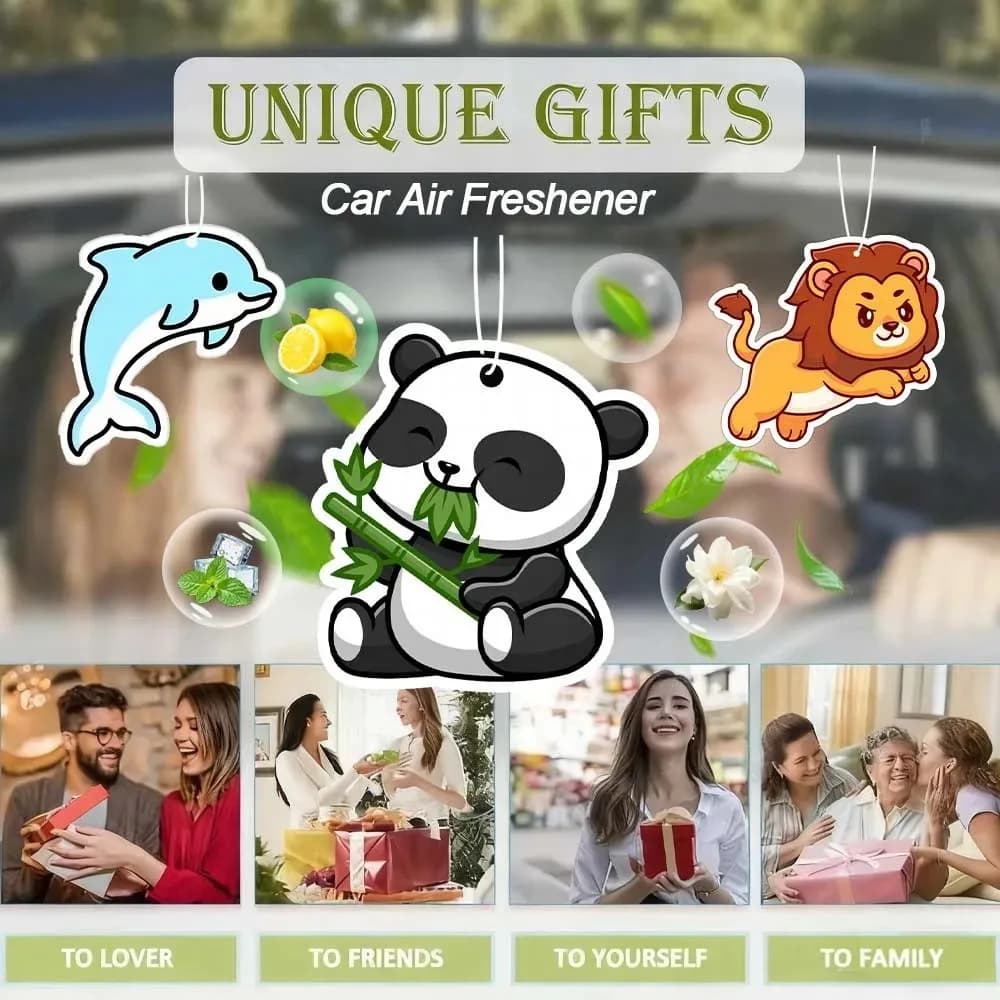 1/5/10 pieces of panda, lion, whale cartoon animal image aromatherapy sheet for car, suitable for car space and wardrobe.