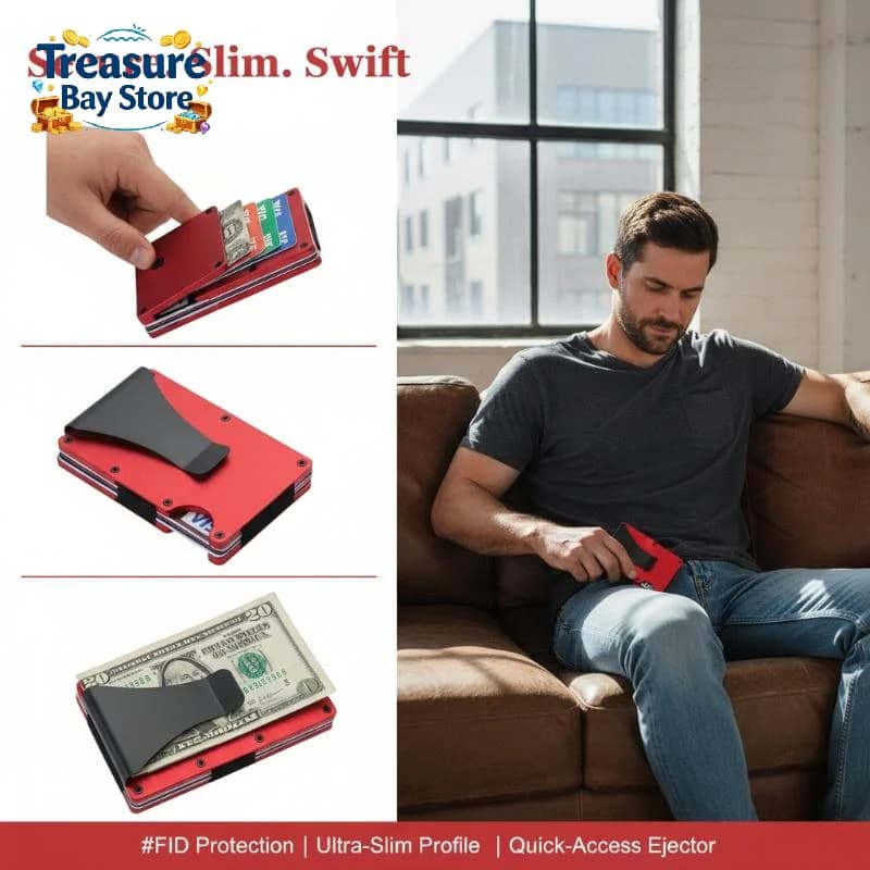 Slim RFID Blocking Wallet Scratch Resistant Credit Card Holder Money Clip Minimalist Daily Purse