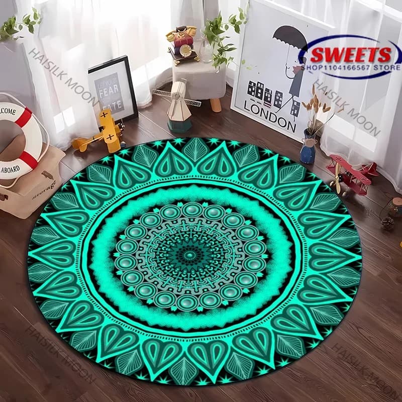 Tappeto rotondo con fiori di mandala per camera da letto, soggiorno, divano, ufficio, tappetino decorativo moderno, tappeto per sedia da sala computer, regali di lusso caldi