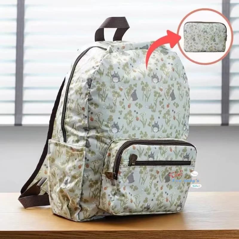 My Neighbor Totoro Fresh Foldable Storage Backpack Lightweight Portable Travel School Bag for Students Daily Outdoor Use