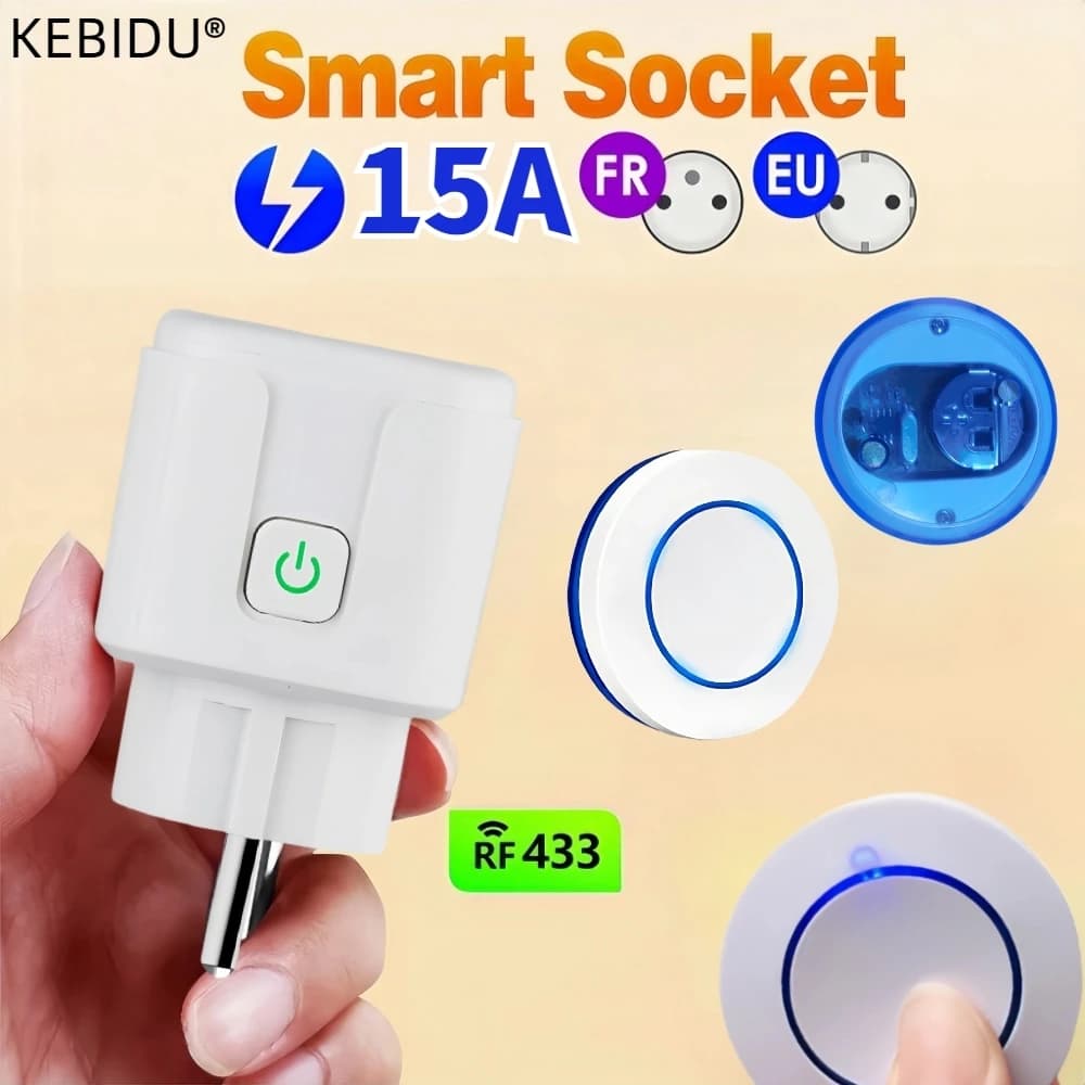 433 Mhz Telecomando Senza Fili AC220V 15A EV1527 Codice Presa Intelligente Spina Elettrica Prese Elettriche Per La Lampada Della Luce Smart Home