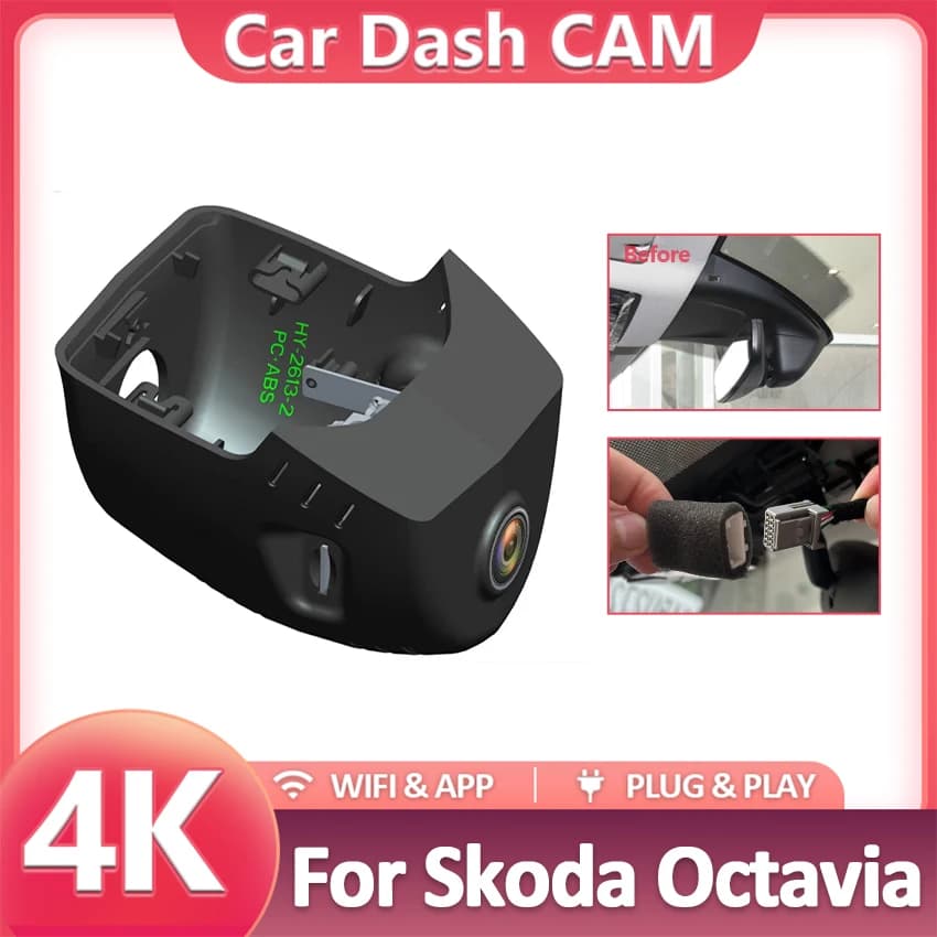 New! 4K Wifi 3840*2160 DVR for car Dash Cam VCR for Skoda Octavia 4 Mk4 NX 2019- 2025, Dashcam for Octavia