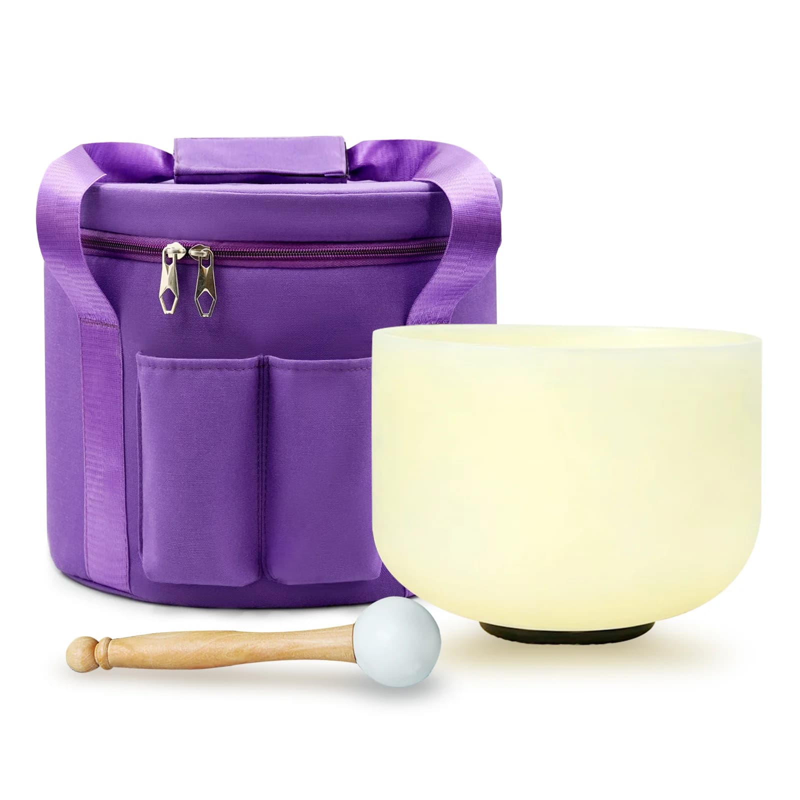 Hye-eun 10inch Citrine Gemstone Fusion Crystal Singing Bowl Set with Bag ,440/432hz Yellow Sound Meditation Singing Bowl