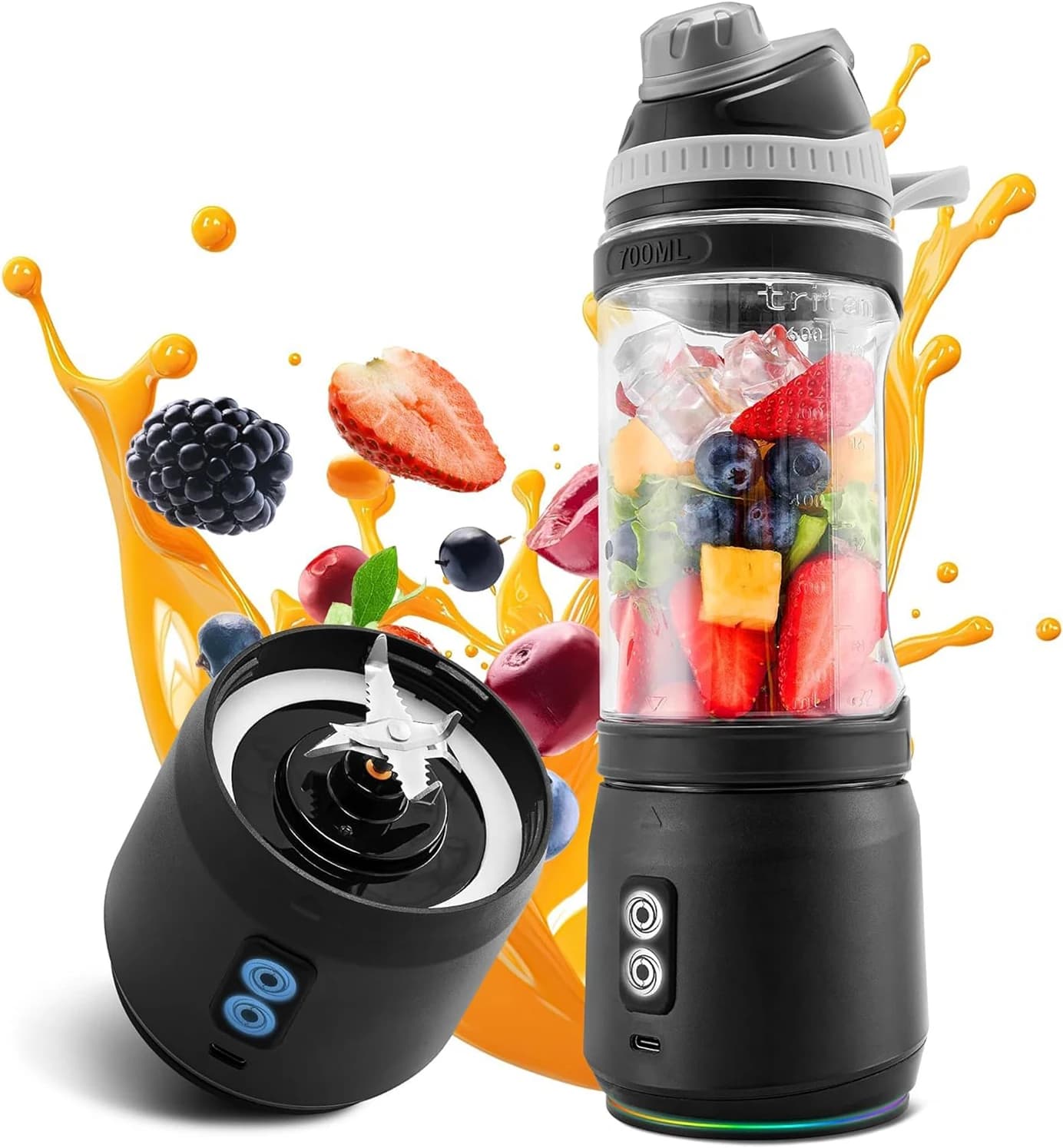 Nuovo Frullatore Sportivo Portatile Ricaricabile da 700ml Design 2024