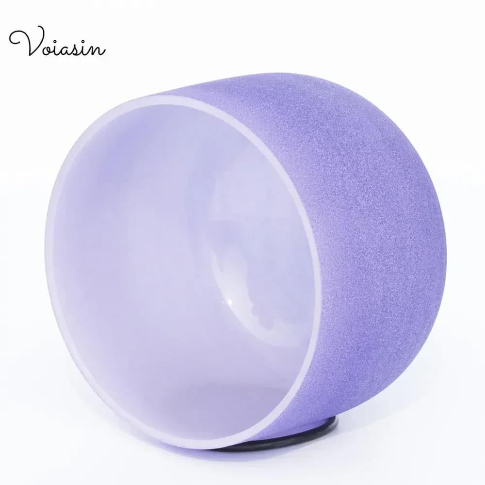 Purple Singing Bowl, 8-12inch Pure Quartz Frosted Crystal, Profession Relaxing Sounds, Meditation Musical Instruments Set