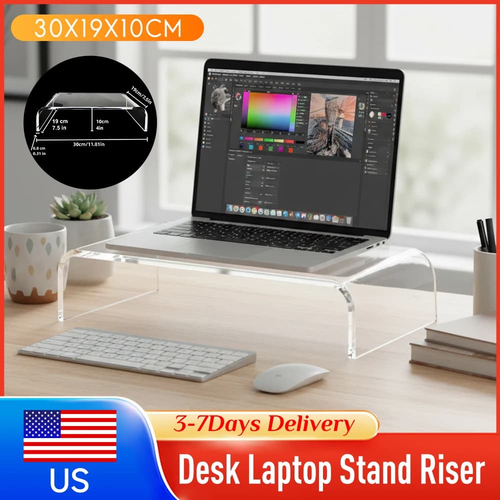 Support for Transparent Acrylic Monitor, Desktop Enhancement Laptop, PC, Multimedia Monitor, Home and Office Organization Accessories