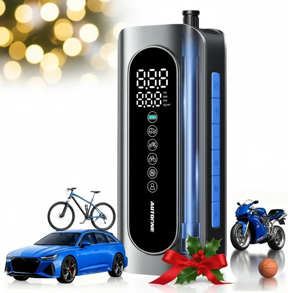 Gonfiatore portatile per pneumatici senza fili, pompa ad aria da 150 PSI per palla da bici per auto, moto, con indicatore digitale e spegnimento automatico