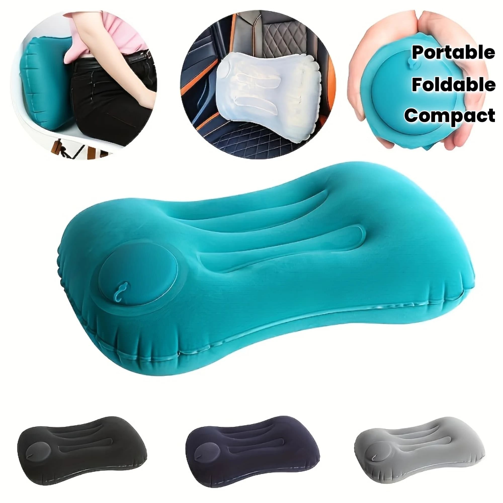 2/1 pezzi cuscino gonfiabile portatile pieghevole protezione del collo per pisolino cuscino da viaggio per ufficio cuscino d'aria per supporto per collo e vita a casa
