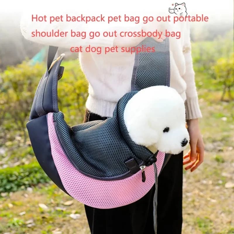 Borsa a Tracolla per Animali Domestici, Zaino Portatile in Materiale Rinforzato, Comodo e Traspirante, Trasportino da Viaggio per Cani e Gatti