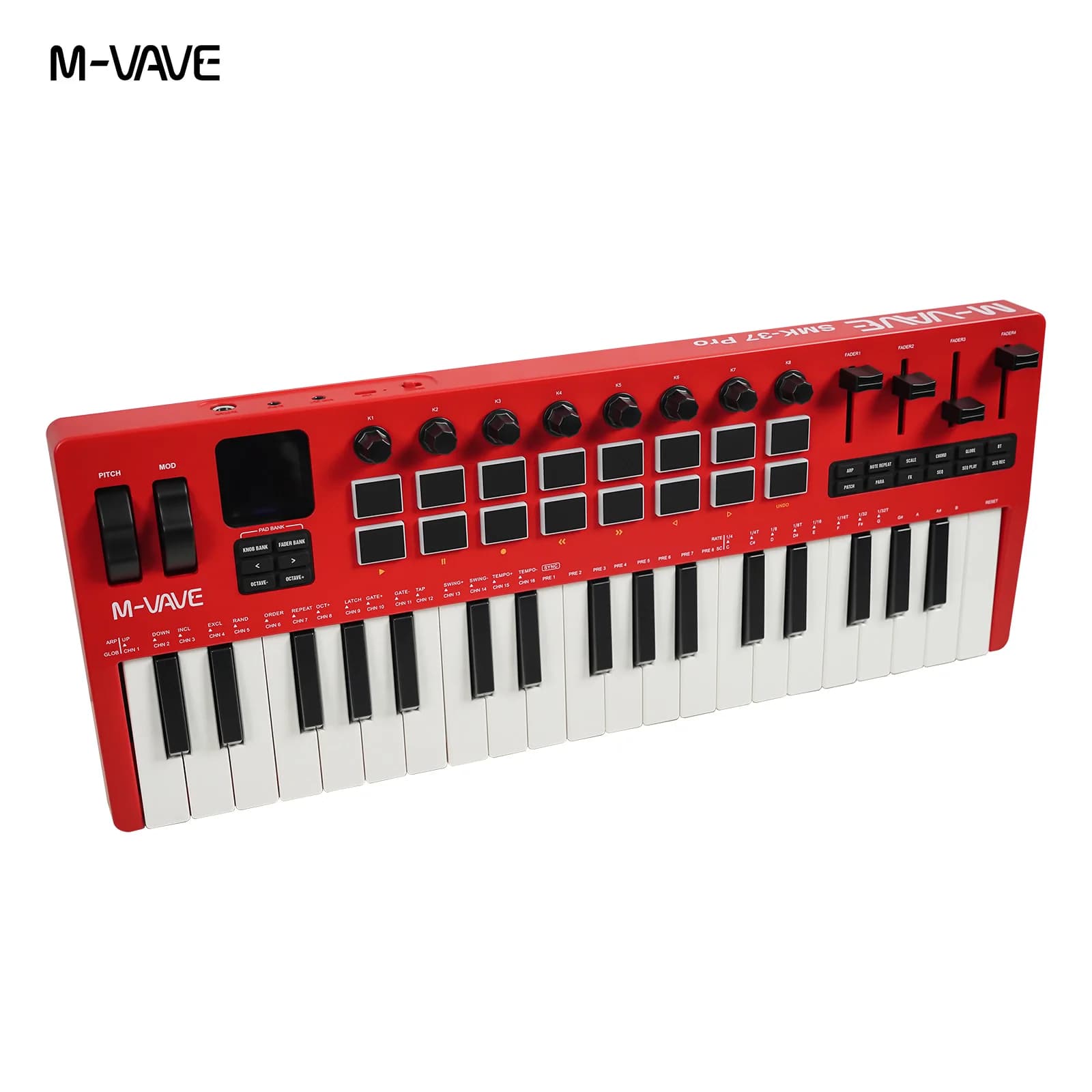 M-VAVE SMK-37 PRO Controller MIDI tastiera a 37 tasti e 8 manopole Supporta la connessione wireless ai sistemi multipli Funzionamento software