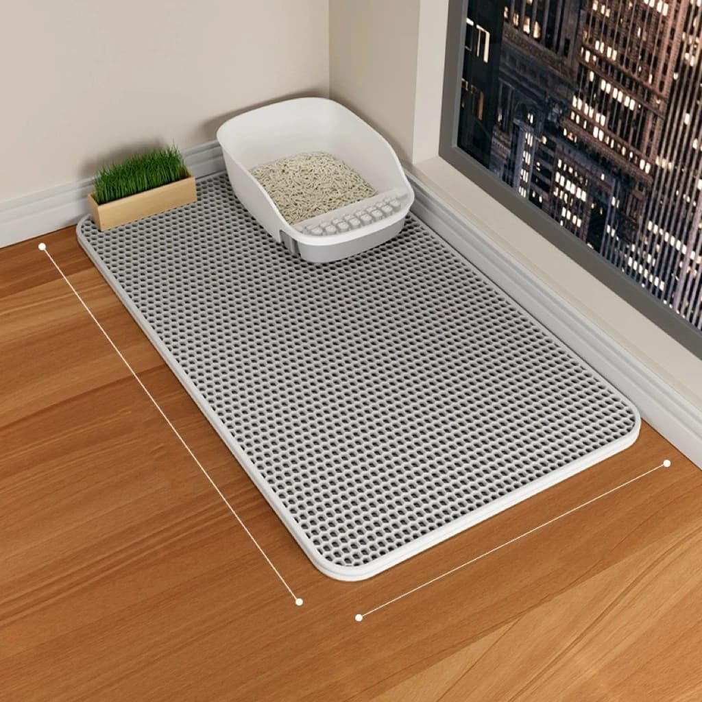 Extra Large 2 Layer Cat Litter Mat Heavy Duty Waterproof Non-Slip Washable Pet Floor Protector Sand Stopper for Litter Box